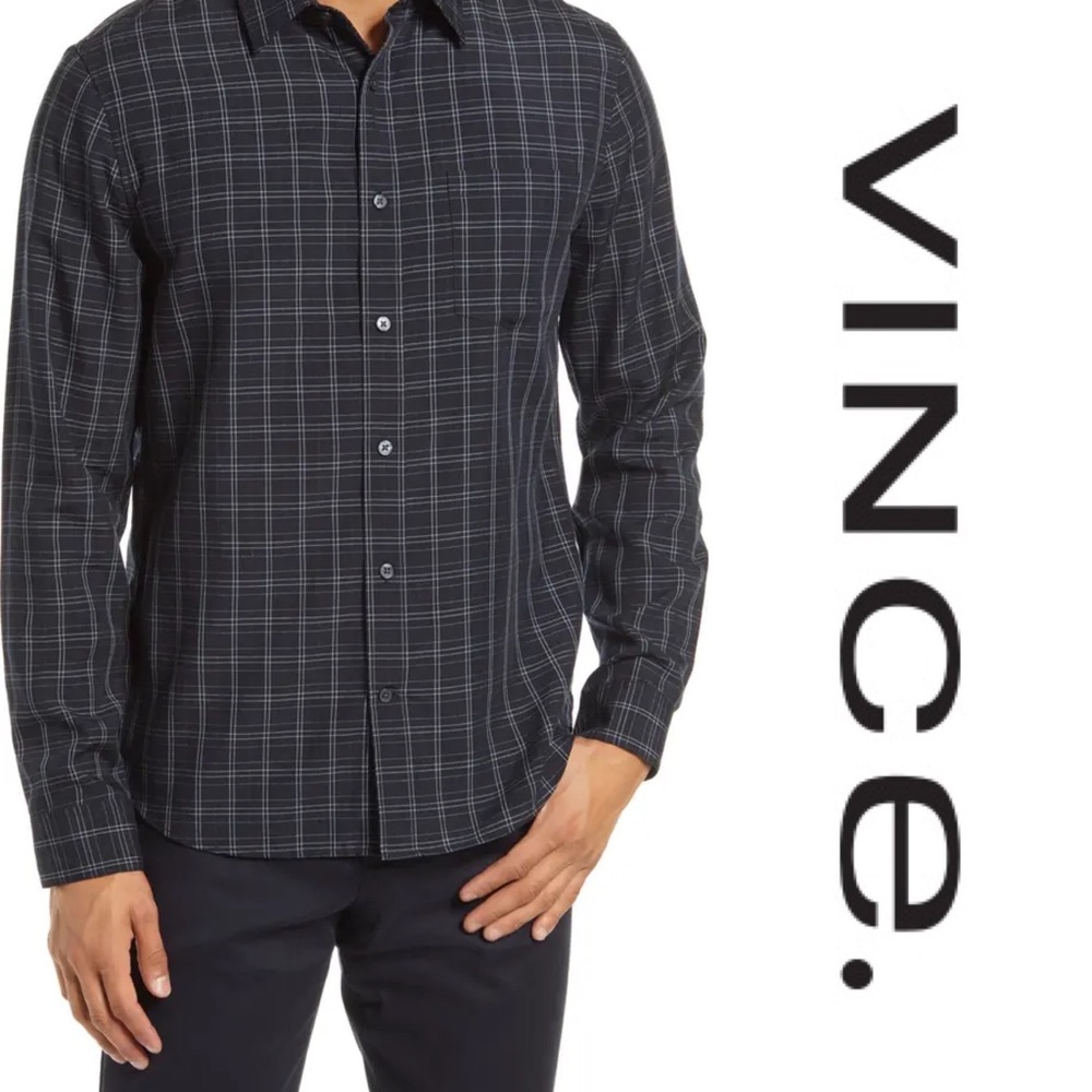 NWT Vince Men's Plaid Button-Up Shirt sz Medium - Picture 1 of 13